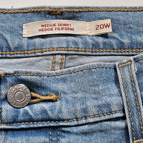 Levi's Jeans Womens 20W  Blue High Waist Tapered Cropped Raw Hem Wedgie Skinny - Picture 9 of 16
